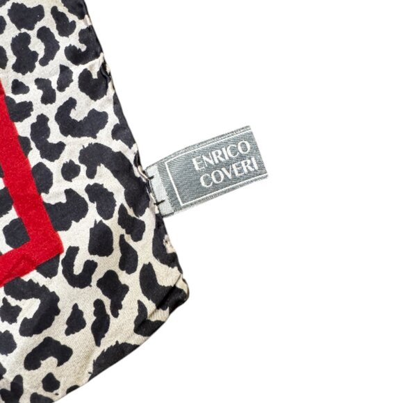 Enrico Coveri Vintage Silk Scarf — Made in Italy — Red & Leopard Baroque Print ( - Picture 6 of 7